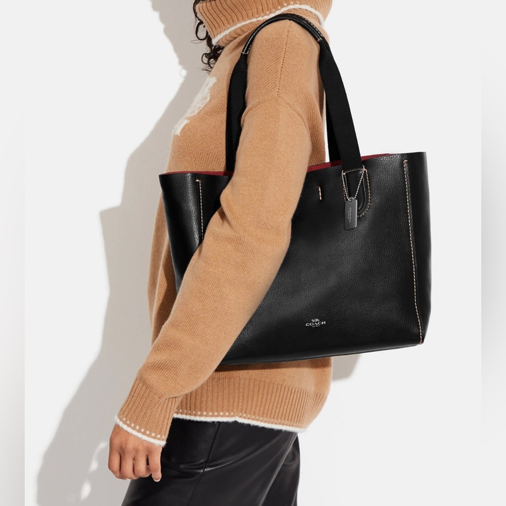 NWT Coach Derby Tote Black Pebbled Leather